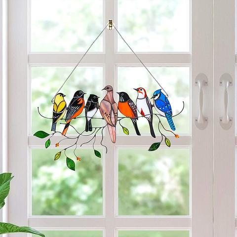 Målat Glas Fåglar